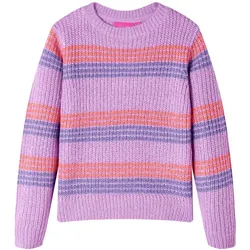Kinderpullover mit Streifen Gestrickt Lila & Rosa 128 – Weich & farbenfroh - 128