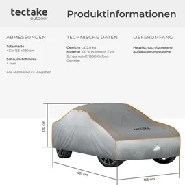 Tectake tectake® Autoplane, wasserdicht und atmungsaktiv, mit 4 mm Schaumstoffschicht, 3 längenverstellbare Spanngurte, inklusive Aufbewahrungstasche