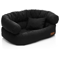 Juelle Hundebett für große Hunde - Sofa für große Hunde, Abnehmbarer Bezug, maschinenwaschbar, flauschiges Bett, Hundesessel Santi S-XXL (Größe: L - 100x80x35 cm, Schwarz)