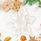 VEQENIFY Weihnachtskissen Schneeflocke Plüsch 1 Stück Schneeflockekissen Weihnachtskissen Kreatives Schneeflocken Plüsch Deko Weihnachts Kissen Weihnachtsdekoration für Sofa Bett (Weiß,50CM)