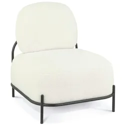 Moderner Loungesessel | Designer Relaxsessel mit Polsterung | Hochwertiger Bouclé-Stoffbezug mit Metallgestell | Beige-Creme mit Schwarz Kadima Design