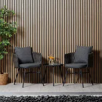 Homestyle4u 2445, 3-teiliges Gartenmöbel-Set, Balkonmöbel Rattan Grau, Tisch &