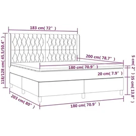 vidaXL Boxspringbett mit Matratze Dunkelbraun 180x200 cm Stoff