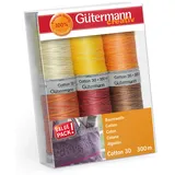 Gütermann Nähfaden-Set, Baumwolle, gelb/rot, 6 Spulen, 600 Meter