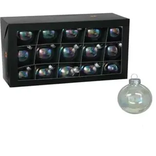 15 STK Weihnachtskugeln KLAR 4cm irisierend Weihnachtskugel o306 Christbaumkugeln Glas Dekokugeln Clear Glaskugeln Crystal Kristall Chirstbaumschmuck 40mm Tannenbaum Kugelset