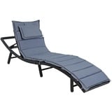 Sonnenliege Strandliege Polyrattan XXL Gartenliege Relaxliege Liege Schwarz