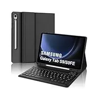 IVEOPPE Samsung Galaxy Tab S9 FE Hülle mit Tastatur, Tastatur Samsung Tab S9 FE 10.9"/Tab S9 11" 2023, Magnetisch Abnehmbarer Tastatur Galaxy Tab S9 mit QWERTZ Layout Pencil Halter, Schwarz