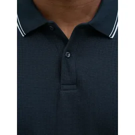Jack & Jones PlusSize Poloshirt "JJEAUSTIN POLO SS NOOS PLS", Herren, Gr. 6XL, blau (sky captain detail:play), Jersey, Obermaterial: 58% Polyester, 40% Baumwolle, 2% Elasthan, JACK & JONES PLUSSIZE, unifarben, regular fit normal, Shirts, mit Polokragen