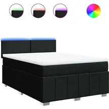 vidaXL Boxspringbett mit Matratze Schwarz 140x200 cm Stoff