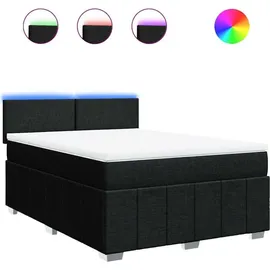 vidaXL Boxspringbett mit Matratze Schwarz 140x200 cm Stoff