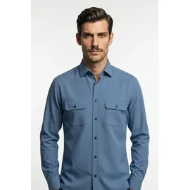 Olymp Regular Fit Cordhemd mit Kentkragen, Jeansblau, M