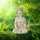 Relaxdays Buddha Figur sitzend, wetterfest, frostsicher, Gartenstatue, Zen Dekofigur HBT: 17,5 x 10,5 x 7,5cm, cremeweiß