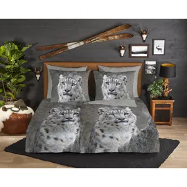 Muller Textil Chief Wendebettwäsche Leopard grau 135 x 200 cm + 2 x 80 x 80 cm