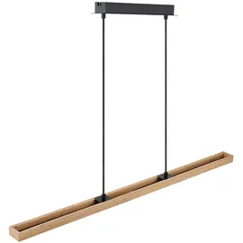 GLOBO Holzleuchte Pendellampe led Esstisch Pendelleuchte Holz rustikal, 3 Stufen Memory Funktion, Holzoptik schwarz matt opal, 1x led 30 Watt 1150 Lumen