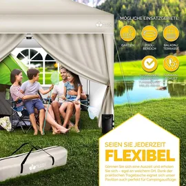 tillvex Faltpavillon 3 x 3 m inkl. 4 Seitenteile Beige