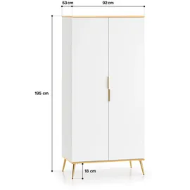 Feldmann-Wohnen Drehtürenschrank Viterbo 92 x 195 x 53 cm Weiß/Gold