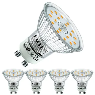 EACLL GU10 LED Warmweiss 4.9W Ersetzt 70W Halogen Leuchtmittel, 4er-Pack. 515 Lumen 2700K Birnen, AC 230V Flimmerfrei Strahler, Abstrahlwinkel 120° Spot, Nicht Dimmbar Ø50xH53mm Reflektorlampen