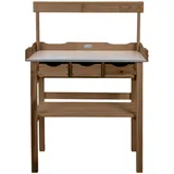 Esschert Design Pflanztisch mit Schublade und Ablage Braun