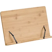 Relaxdays Leseständer, Bambus, 7 Neigungswinkel, klappbar, Buchablage H x