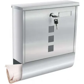 Briefkasten Groß Wandbriefkasten Postkarten Briefe + 2 Tasten - Silber