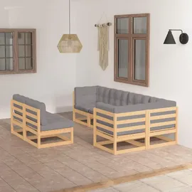 vidaXL 7-tlg. Garten-Lounge-Set mit Kissen grau