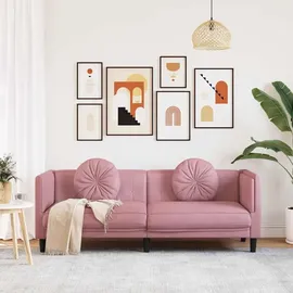 vidaXL Sofa mit Kissen 3-Sitzer Rosa Samt