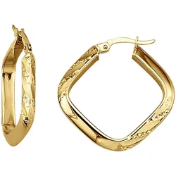 Paar Creolen FIRETTI "Schmuck Geschenk Gold 375 Ohrschmuck Ohrringe Struktur", gold (gelbgoldfarben), Ohrringe, Damen, Gelbgold 375