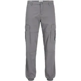 JACK & JONES "JPSTKANE JJJONNIE CUFFED CARGO", Herren, Gr. 29, Länge 34, grau (castlerock), Web, Obermaterial: 98% Baumwolle, 2% Elasthan, unifarben, loose fit knöchellang, Hosen Cargohose