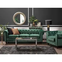 3-Sitzer Sofa Samtstoff grün CHESTERFIELD