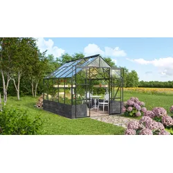 Vitavia Gewächshaus Cassandra 8300 inkl. Sockelmauer - 8,3 m2 Sockel Basalt, schwarz