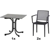 Siena Garden Urban Lights Set 3teilig Square Sessel gastrotauglich anthrazit mit Tisch Sola 80x80