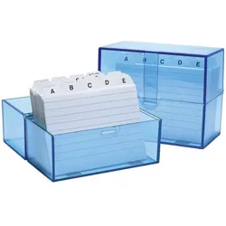 WEDO Karteibox A7 200 Karten incl. Karten und Register transluzent blau Packung mit 8 Stück
