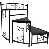 Blumentreppe aus Stahl Pflanzregal Blumenständer Schwarz Blumenregal 3 Ebene