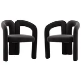 OKWISH Stuhl Polsterstuhl Küchenstuhl Loungesessel, Fass-Seitenstühle (2er Set) schwarz