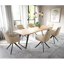 DeLife Polsterstuhl Pejo-Flex Mikrofaser Beige Schwarz
