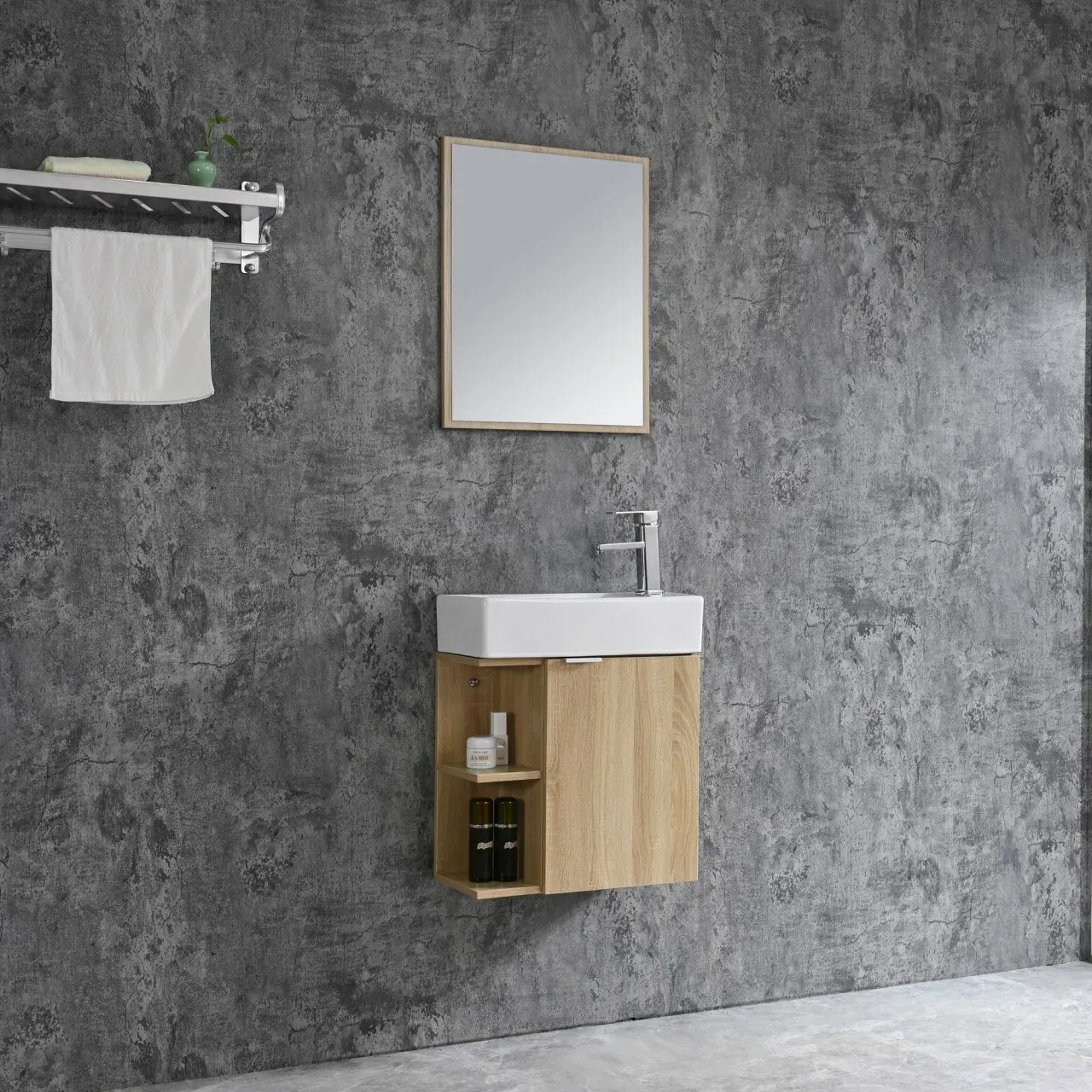 Neuesbad Serie 80 Gäste-Waschtischset B:50, H:60, T:24cm, holz NBHT50102