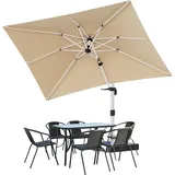 Devoko Sonnenschirm Balkon 300x400x260 cm Alu Ampelschirm mit Abdeckung, Einschichtiges Vordach Wasserabweisend Gartenschirm mit Kurbel,Sonnenschutz UV50+,360°Rotation,Beige - 3*4M