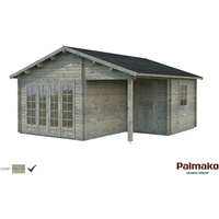 Palmako Irene Holz-Gartenhaus/Gerätehaus Grau Satteldach Tauchgrundiert 530 cm x 550 cm