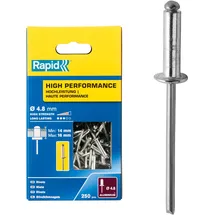 Rapid Blindnieten Aluminium Universal Ø 4,8mm, 14-16mm Klemmbereich, 250 Stk. Nieten Großpackung, für Blindnietzangen