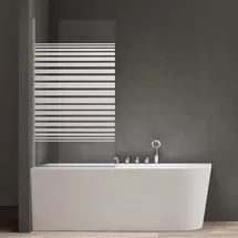 SoGood doporro Badewannenaufsatz Design-Duschwand für Badewanne 80x140cm chrom Duschabtrennung ESG-Sicherheitsglas in Milchglas Streifen inkl. Nano-beschichtung Badewannenfaltwand Cortona201MS - Silber