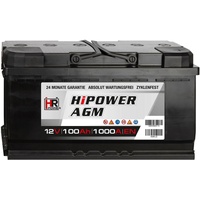 HR HiPower AGM PKW Batterie 12V 100Ah Starterbatterie ersetzt 90 92 95 105Ah