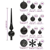 vidaXL 111-tlg. Weihnachtskugel-Set Schwarz Polystyrol
