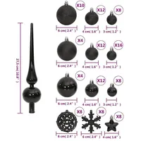 vidaXL 111-tlg. Weihnachtskugel-Set Schwarz Polystyrol