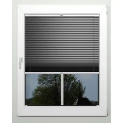Plissee INDEKO "Thermo-Deluxe", grau (anthrazit, metallfarben), B:100cm H:220cm, Obermaterial: 94% Polyester, 6% sonstige Fasern, Plissees, zur Montage in der Glasleiste, nach Maß