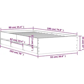 vidaXL Bettgestell 90 x 190 cm Grau