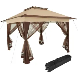 Tectake Faltpavillon Carabobo 3,64 x 3,64 m inkl. 4 Seitenteile Braun