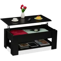 Relaxdays Aufklappbarer Couchtisch Schwarz