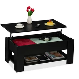Relaxdays Aufklappbarer Couchtisch Schwarz