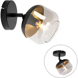 QAZQA Design-Spot schwarz mit Gold und Rauchglas – Kyan