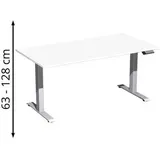 Geramöbel Schreibtisch Elevate Plus, elektrisch höhenverstellbar, HxBxT 630-1.280 x 1.600 x 800 mm, weiß/silber